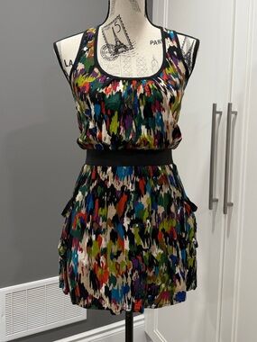 Forever 21 Black-Trim Multicolor Abstract Print Dress